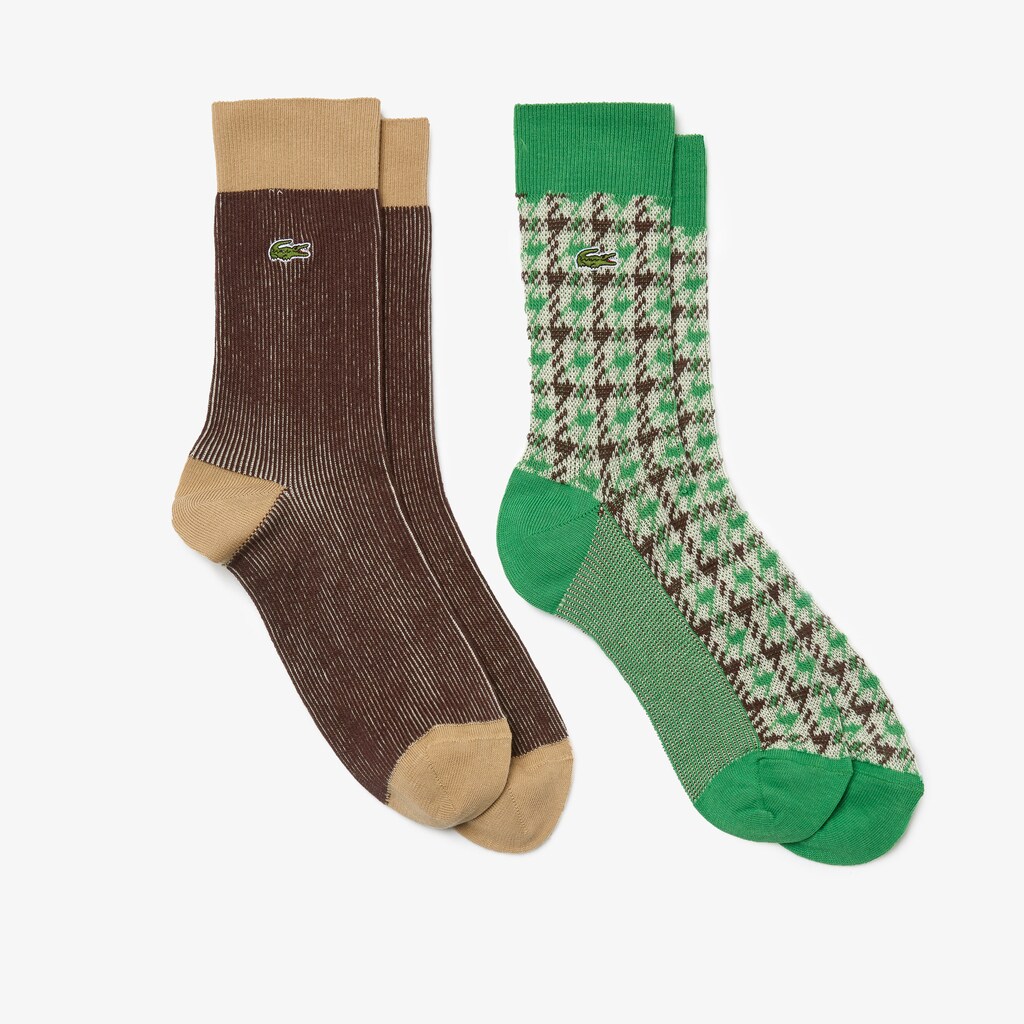 Meias Lacoste Masculino Bege Verdes Marrom Bege Two-Pack BI3-21532L5