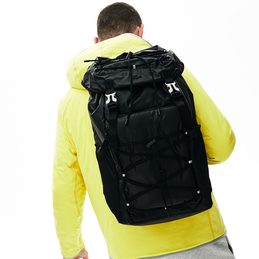 Mochilas Lacoste Masculino Pretas Altitude Drawstring Flap Nylon ZC6-10961Y8