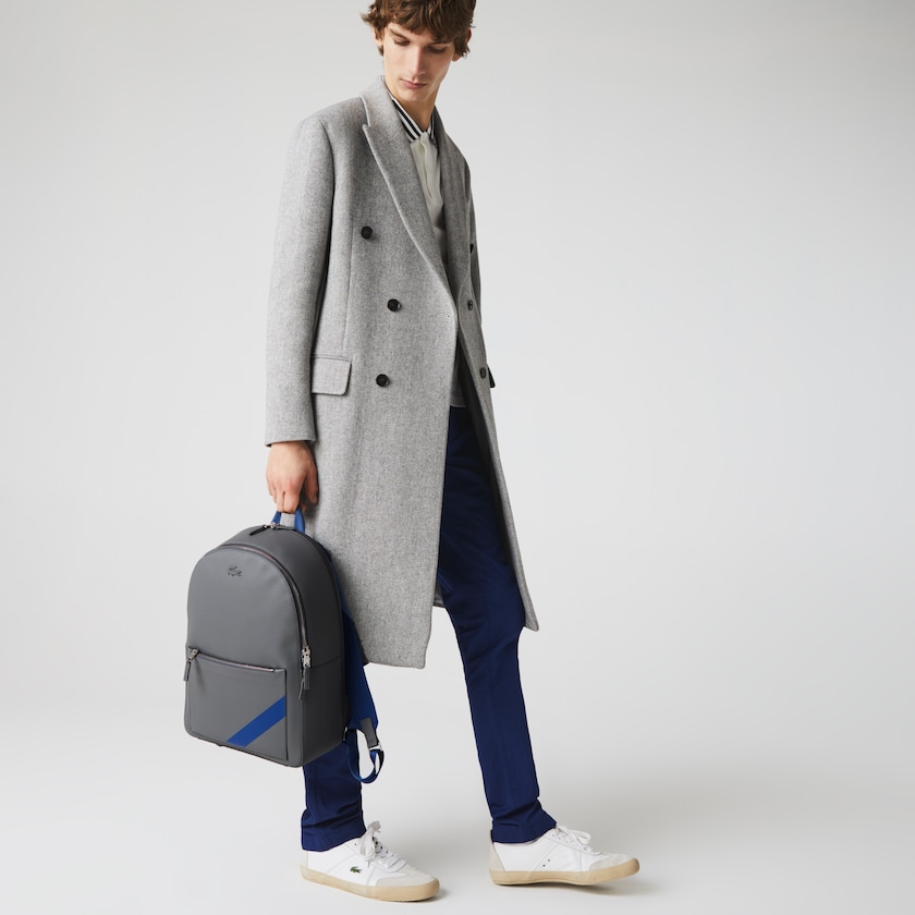 Mochilas Lacoste Masculino Cinzentas Chantaco Colorblock Matte Stitched Leather JE2-90349S9