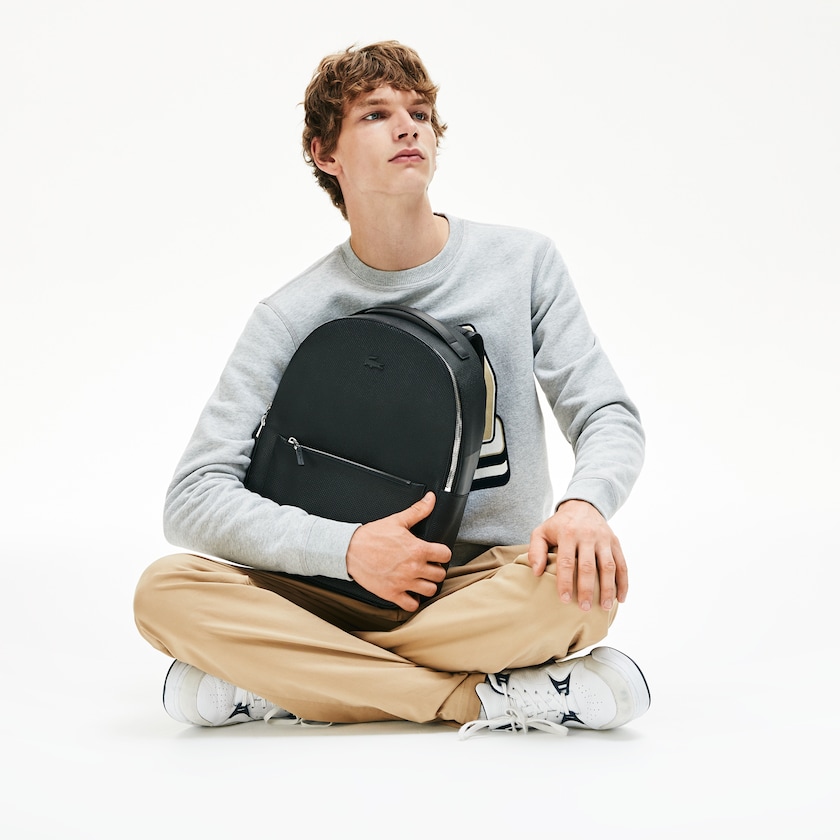Mochilas Lacoste Masculino Pretas Chantaco Soft Leather Zip AX5-41134J1