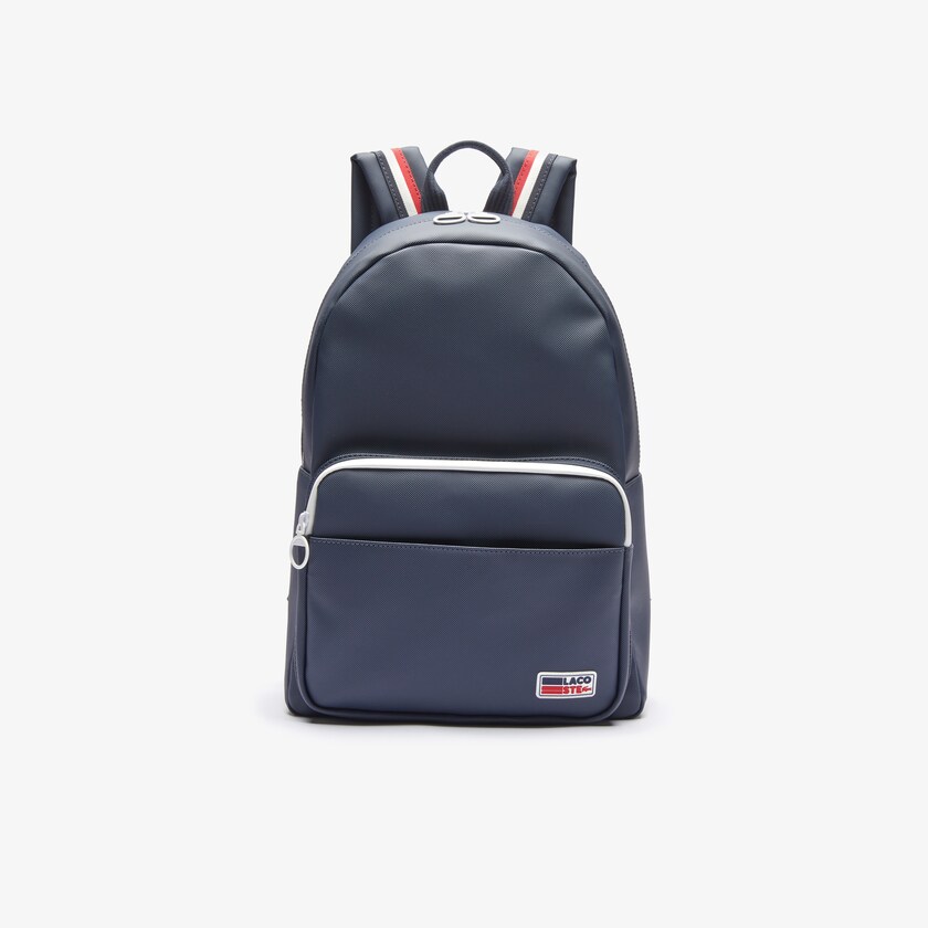 Mochilas Lacoste Masculino Azul Marinho Azuis Branco Vermelhas Classic Tricolour Straps OK3-08290N5