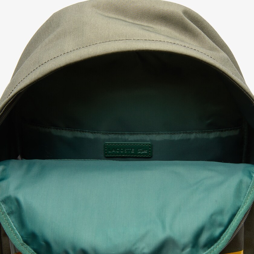 Mochilas Lacoste Masculino Verde Oliva Amarelas Colorblock Canvas GR6-81478Y4