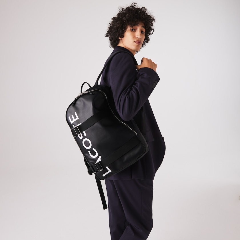 Mochilas Lacoste Masculino Pretas Branco L.12.12 Branded And Strap OE8-84288F5