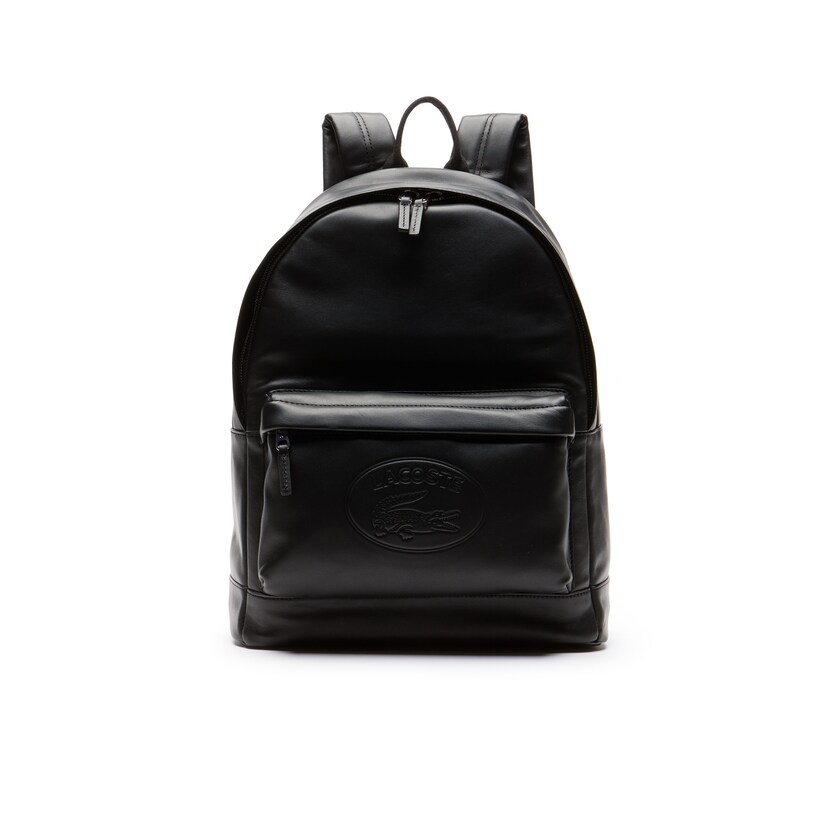Mochilas Lacoste Masculino Pretas L.12.12 Casual Embossed Lettering Leather AO7-00240V6