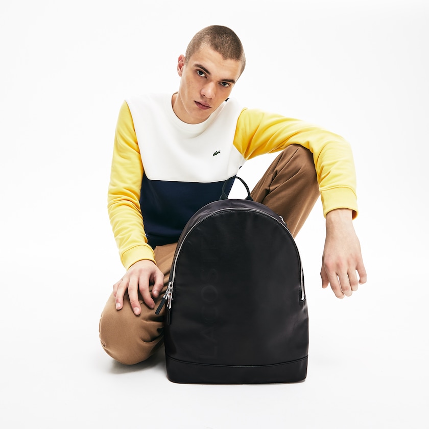 Mochilas Lacoste Masculino Pretas L.12.12 Signature Leather Zip GG8-91779Q7