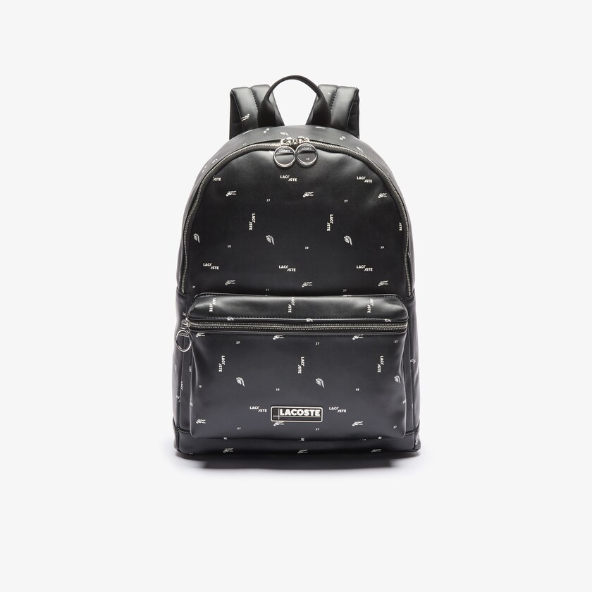 Mochilas Lacoste Masculino Pretas LCST Printed Coated Canvas YZ5-23192A7