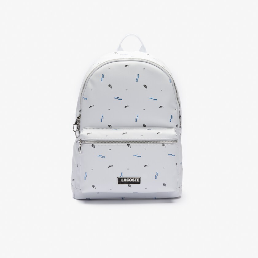 Mochilas Lacoste Masculino Branco LCST Printed Coated Canvas AR6-16541X0