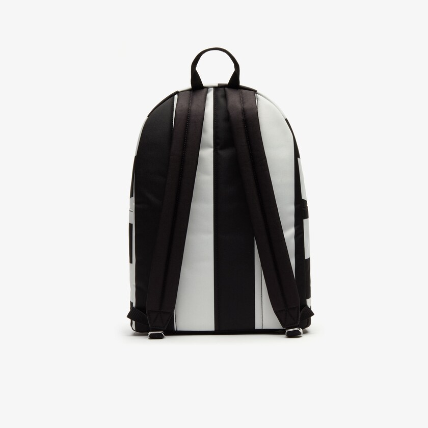 Mochilas Lacoste Masculino Pretas Branco LIVE Detachable Pouch Striped FO6-69076Y2