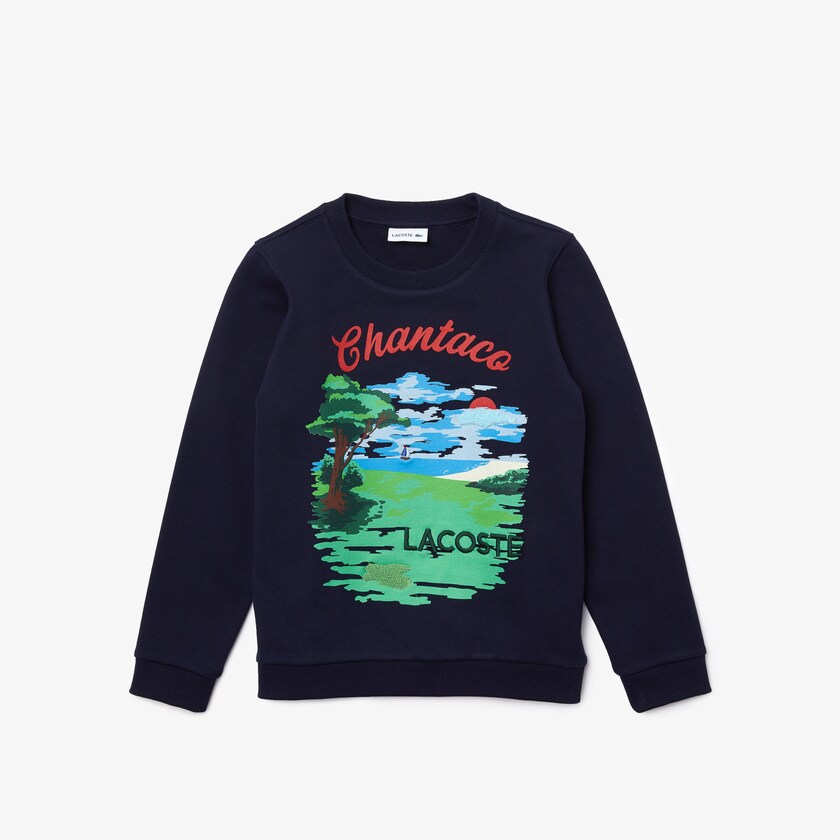 Moletons Lacoste Criança Azul Marinho Azuis Branco Chantaco Print Fleece NY3-51365K8