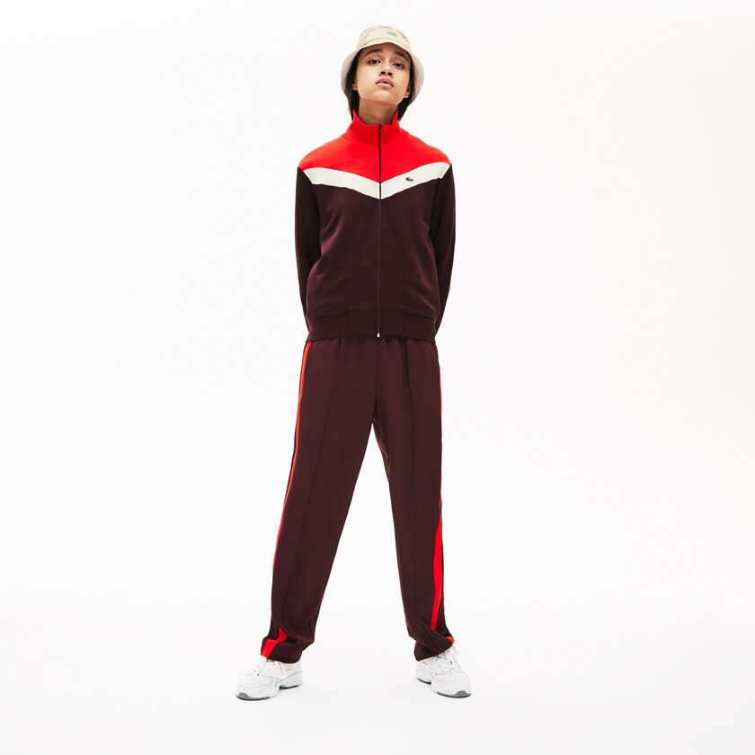 Moletons Lacoste Feminino Vermelhas Escuro Bege Vermelhas Color-Block Fleece Zip Up BM4-70917O6