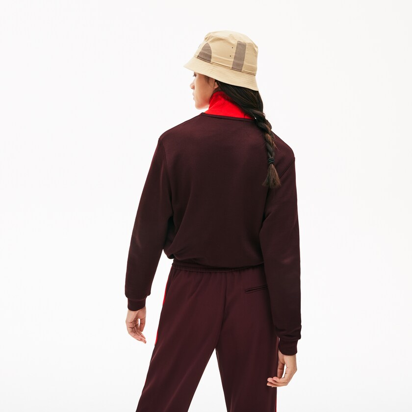 Moletons Lacoste Feminino Vermelhas Escuro Bege Vermelhas Color-Block Fleece Zip Up BM4-70917O6