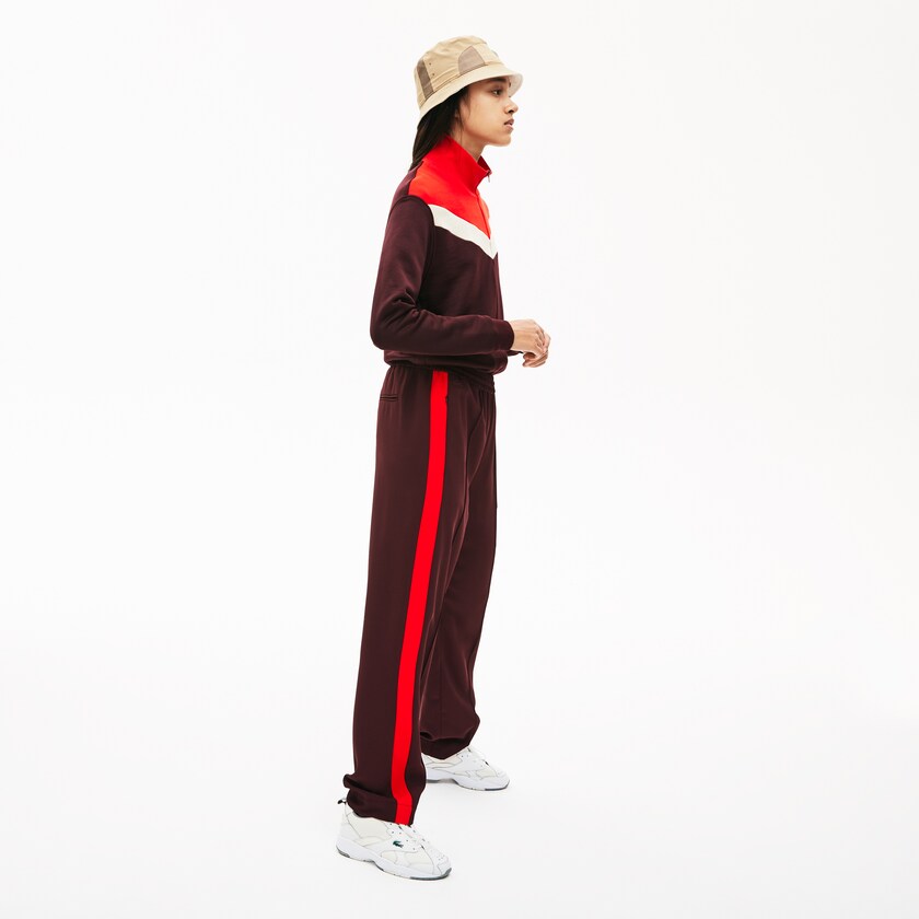Moletons Lacoste Feminino Vermelhas Escuro Bege Vermelhas Color-Block Fleece Zip Up BM4-70917O6