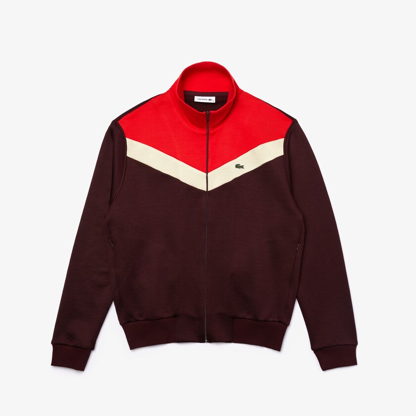 Moletons Lacoste Feminino Vermelhas Escuro Bege Vermelhas Color-Block Fleece Zip Up BM4-70917O6