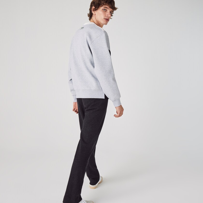 Moletons Lacoste Masculino Pretas Cinzentas Branco Colorblock Cotton Blend Crew Neck QZ9-76067W7