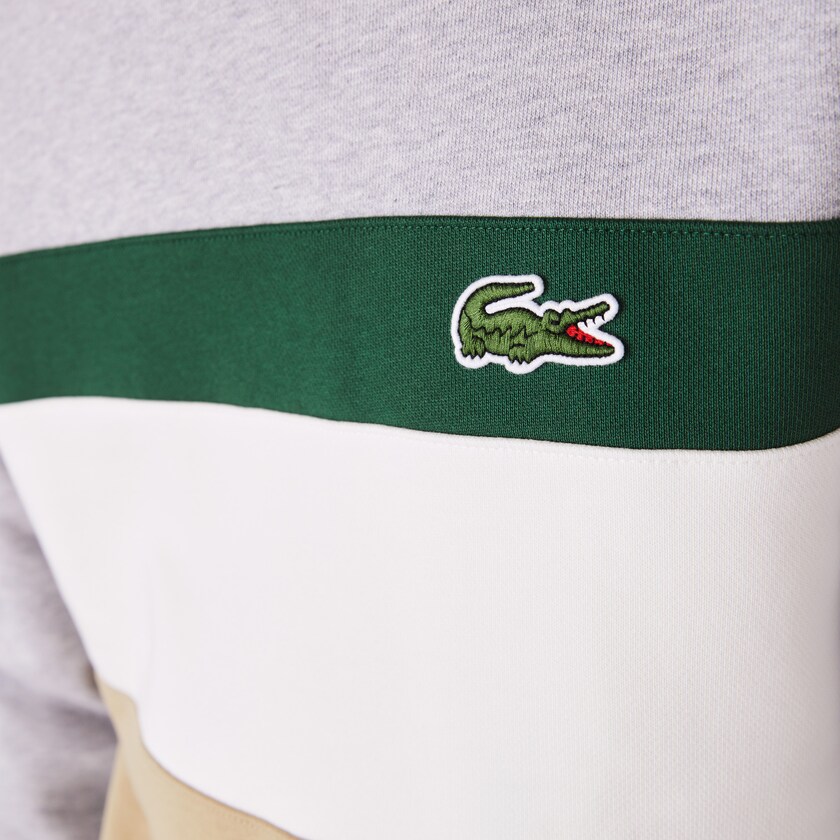 Moletons Lacoste Masculino Bege Branco Verdes Cinzentas Colorblock Fleece Crew Neck YC2-59745H8