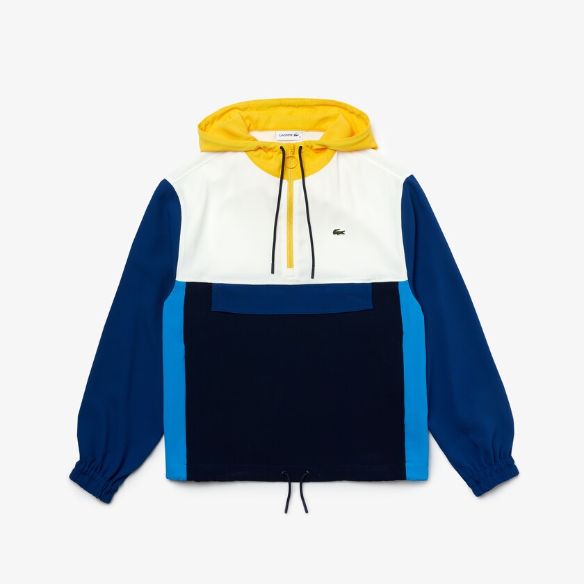 Moletons Lacoste Feminino Azul Marinho Azuis Azuis Branco Amarelas Colorblock Zip-Front Hooded MT4-12391U8