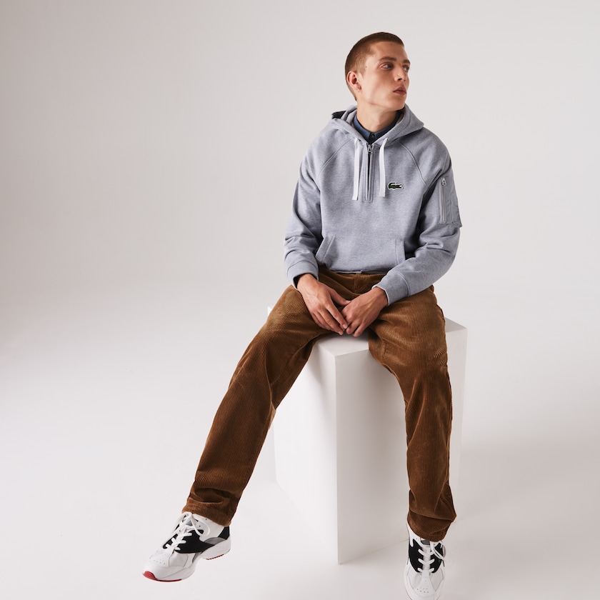 Moletons Lacoste Masculino Cinzentas Contrast Pocket Fleece PT7-40294Q3