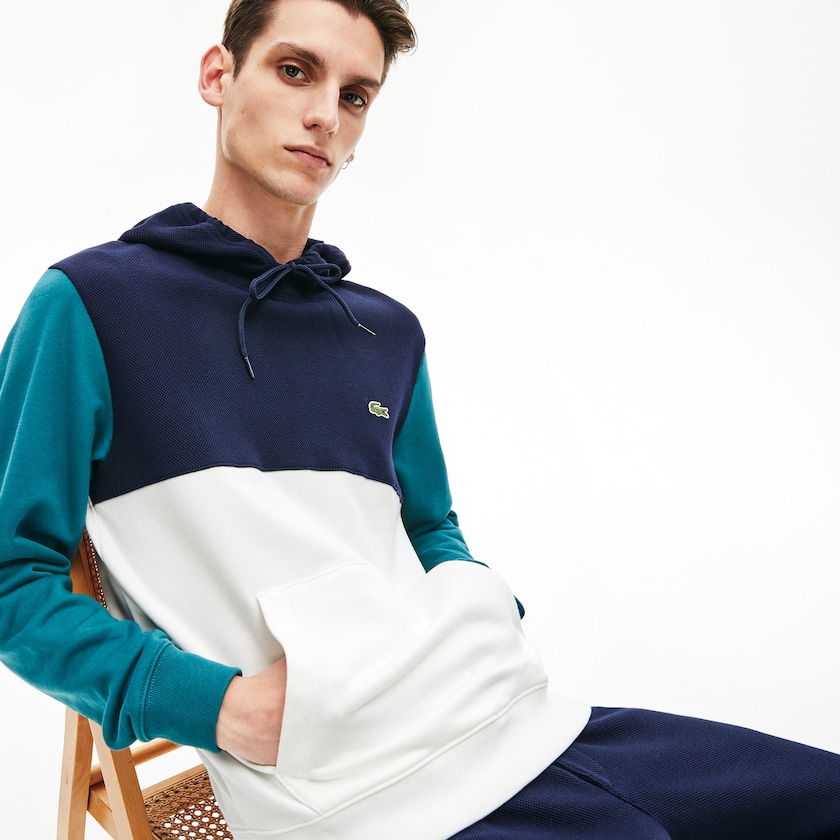 Moletons Lacoste Masculino Branco Azul Marinho Azuis Verdes Cotton-Piqué and French Terry Colorblock SD7-49524J0