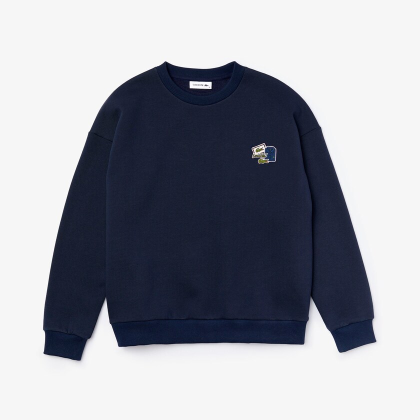 Moletons Lacoste Feminino Azul Marinho Azuis Crew Neck Badge Fleece IY5-42254P0