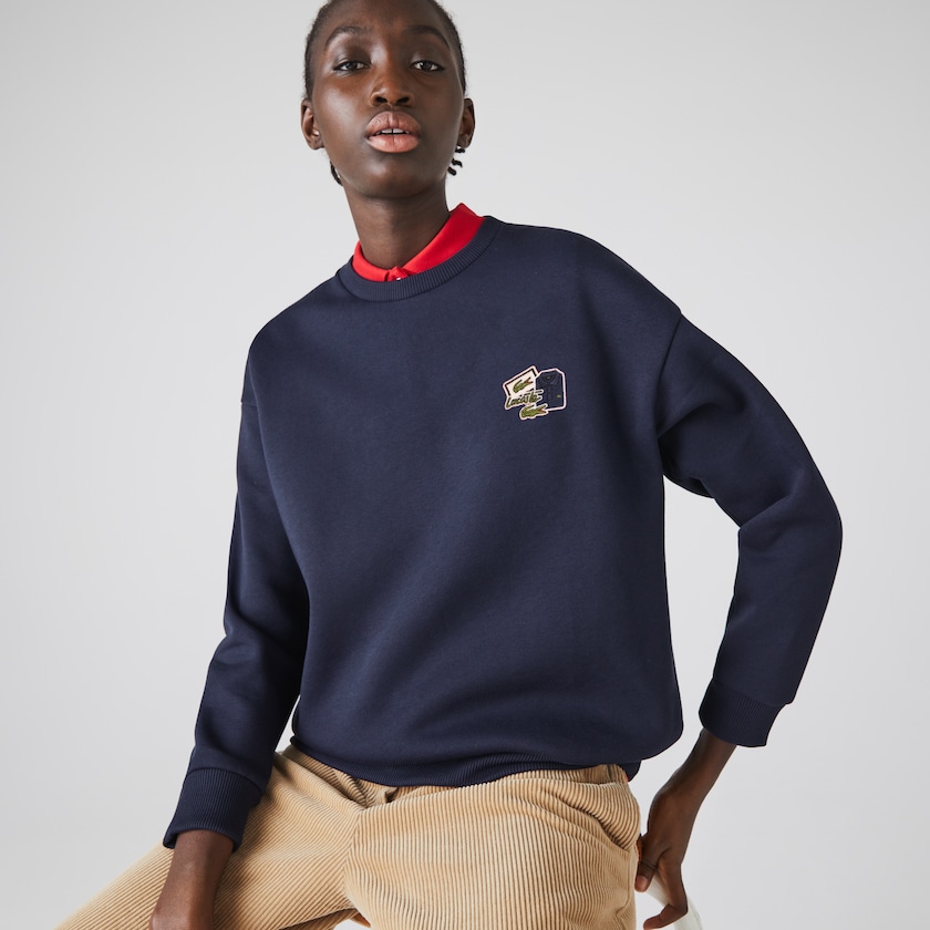 Moletons Lacoste Feminino Azul Marinho Azuis Crew Neck Badge Fleece IY5-42254P0