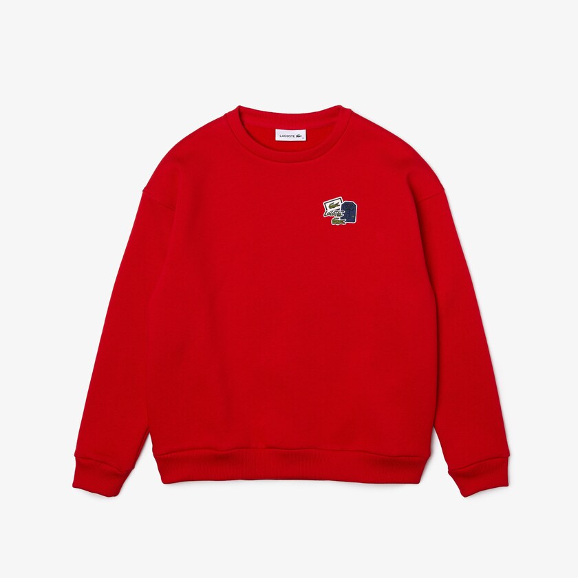 Moletons Lacoste Feminino Vermelhas Crew Neck Badge Fleece XZ2-33003O3
