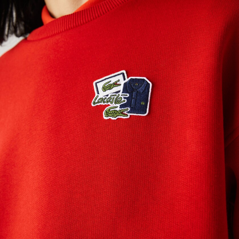 Moletons Lacoste Feminino Vermelhas Crew Neck Badge Fleece XZ2-33003O3