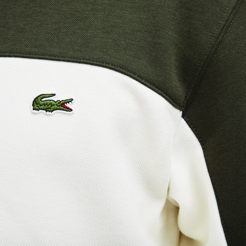 Moletons Lacoste Masculino Azul Marinho Azuis Branco Caqui Verdes Crew Neck Colorblock Piqué Fleece OC6-79827M4