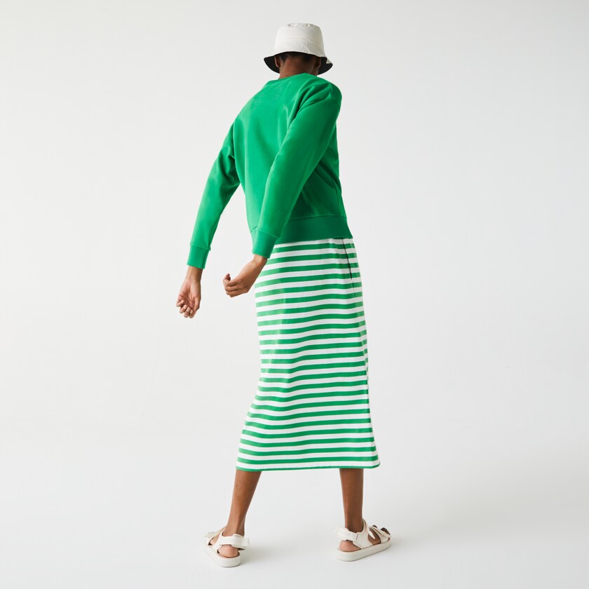 Moletons Lacoste Feminino Verdes Crew Neck Crocodile Print Cotton Fleece PV4-48184V4