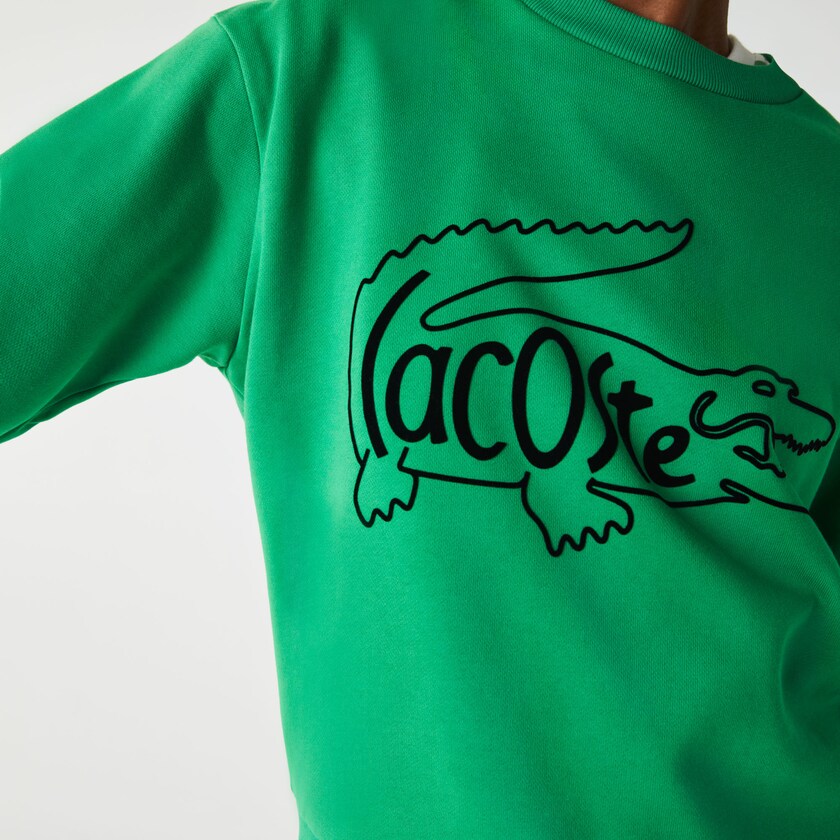 Moletons Lacoste Feminino Verdes Crew Neck Crocodile Print Cotton Fleece PV4-48184V4