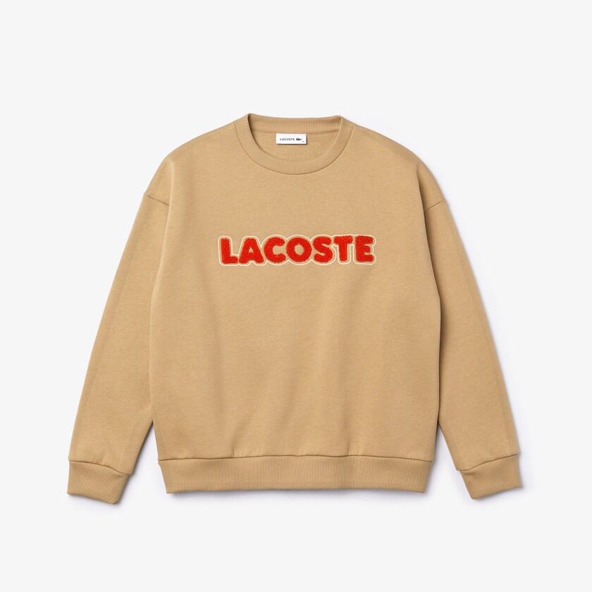 Moletons Lacoste Feminino Bege Crew Neck Embroidered Fleece WA6-55755M2