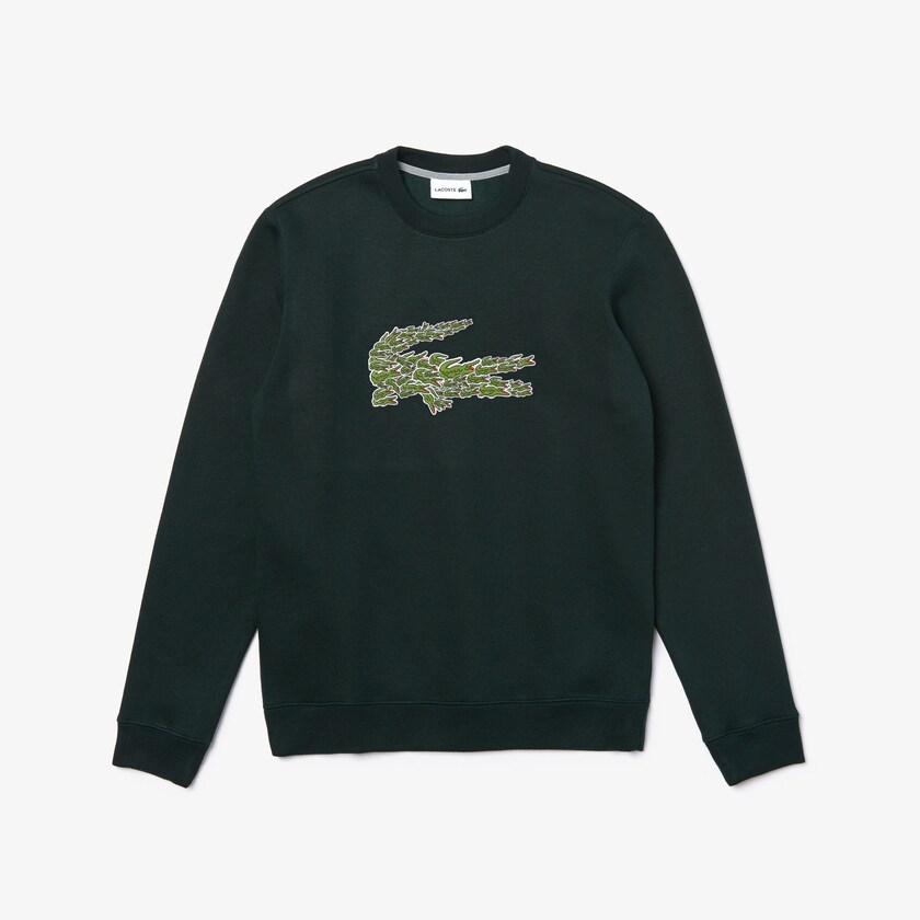 Moletons Lacoste Masculino Verdes Crewneck Croco Magic Logo Fleece FH2-54455D2