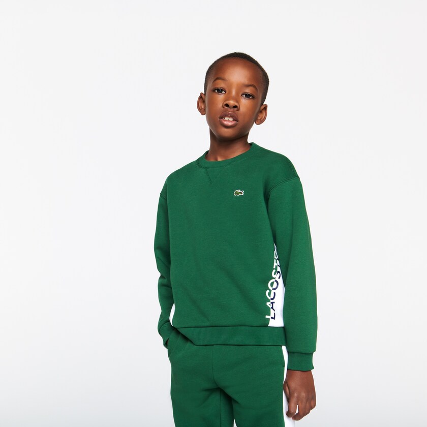 Moletons Lacoste Criança Verdes Branco Crewneck Fleece IT5-62006D0