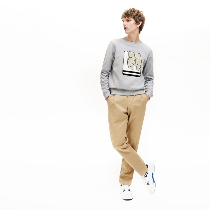 Moletons Lacoste Masculino Cinzentas Crewneck L27-Print Cotton Blend EG5-16991G0