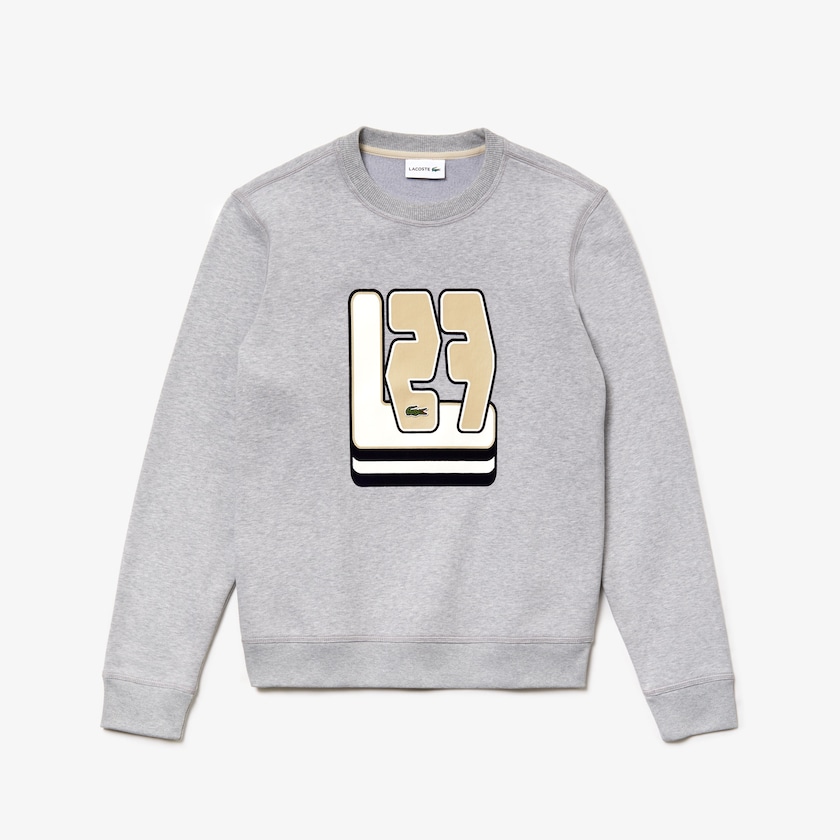 Moletons Lacoste Masculino Cinzentas Crewneck L27-Print Cotton Blend EG5-16991G0