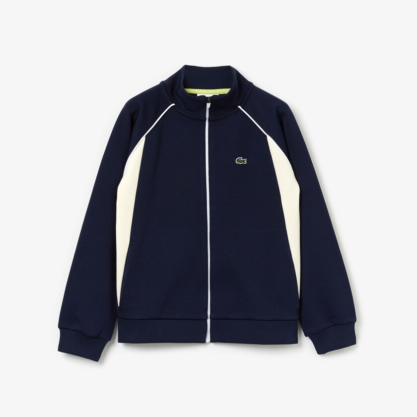 Moletons Lacoste Criança Azul Marinho Azuis Branco Full-Zip Contrast Side Panels Fleece IK6-08530B2