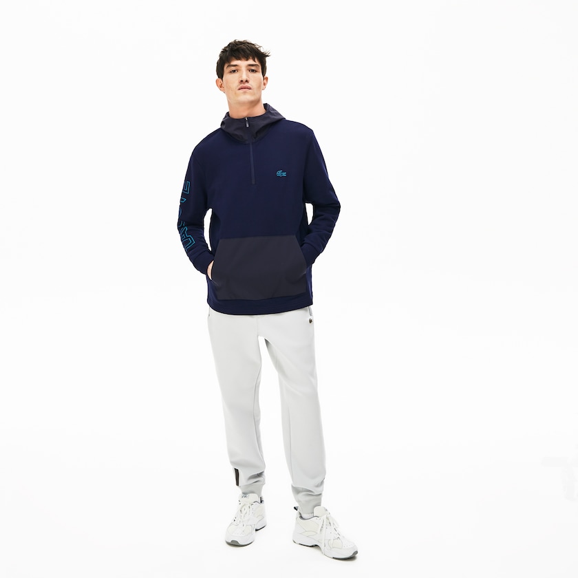 Moletons Lacoste Masculino Azul Marinho Azuis Cinzentas Escuro Hooded Color-Block Zip Up HL0-31713R1