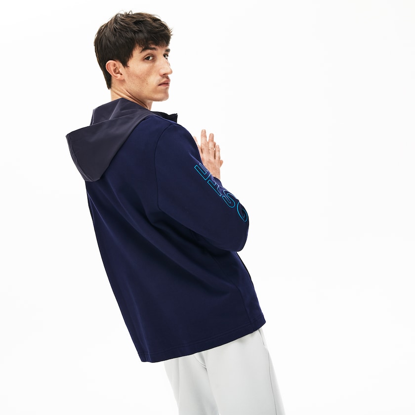 Moletons Lacoste Masculino Azul Marinho Azuis Cinzentas Escuro Hooded Color-Block Zip Up HL0-31713R1
