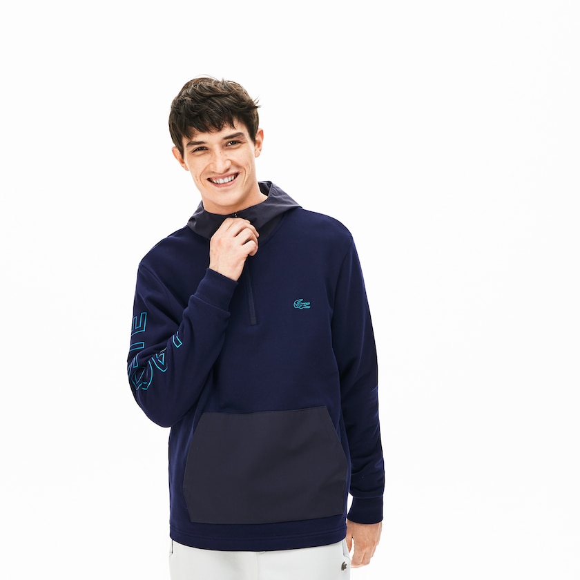 Moletons Lacoste Masculino Azul Marinho Azuis Cinzentas Escuro Hooded Color-Block Zip Up HL0-31713R1