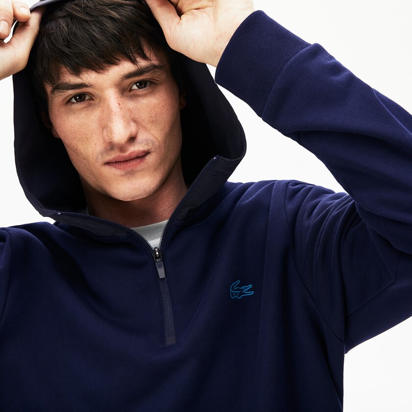 Moletons Lacoste Masculino Azul Marinho Azuis Cinzentas Escuro Hooded Color-Block Zip Up HL0-31713R1