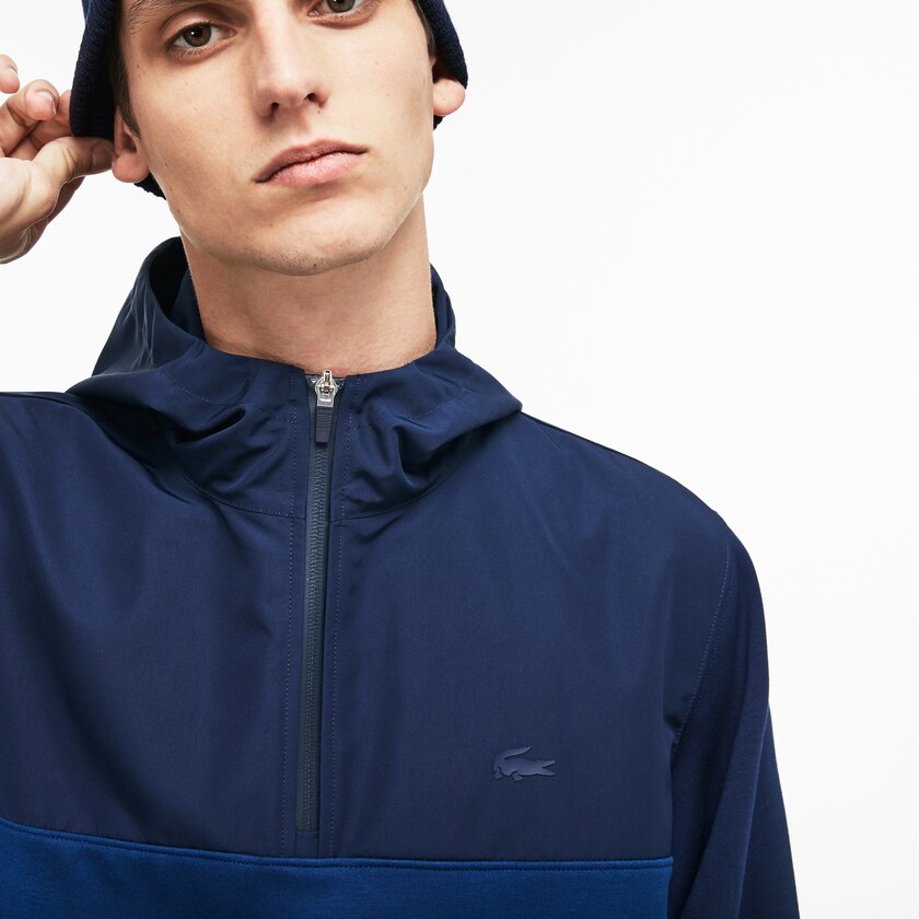 Moletons Lacoste Masculino Azul Marinho Azuis Vermelhas Hooded Colorblock Fleece Jersey RM2-73637L6