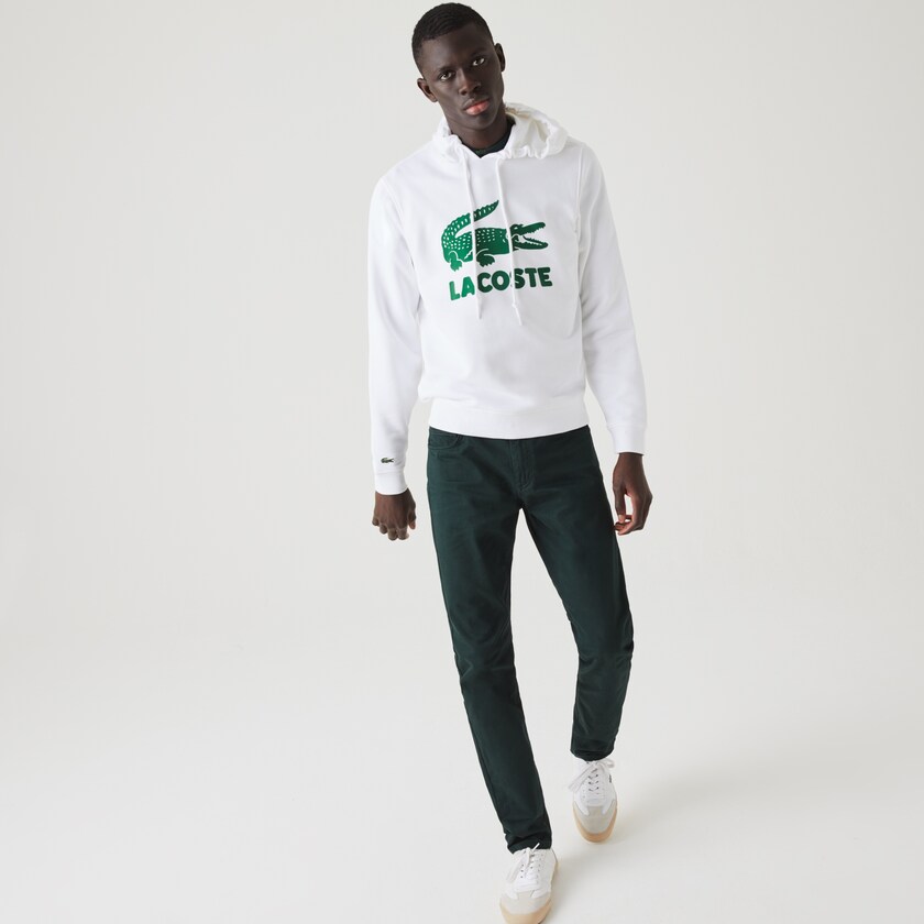 Moletons Lacoste Masculino Branco Hooded Fleece With Printed Logo YG8-50525W7