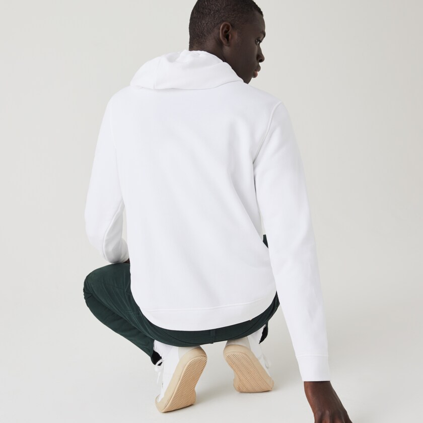 Moletons Lacoste Masculino Branco Hooded Fleece With Printed Logo YG8-50525W7