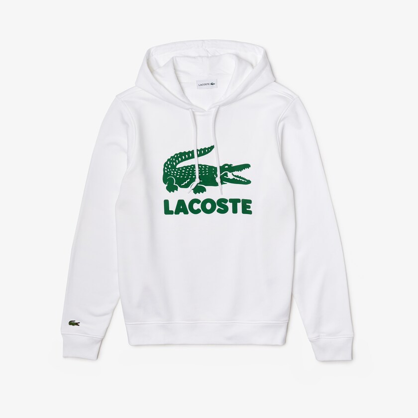 Moletons Lacoste Masculino Branco Hooded Fleece With Printed Logo YG8-50525W7
