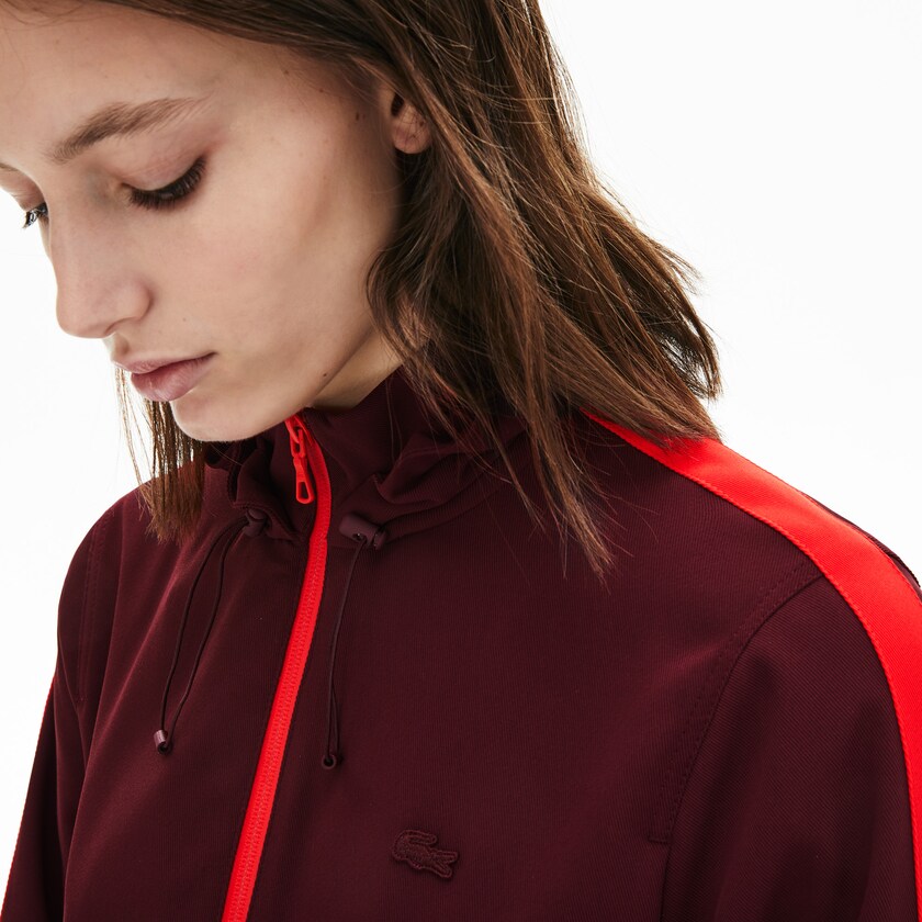 Moletons Lacoste Feminino Vermelhas Escuro Vermelhas Hooded Zip-Up NJ3-38213N1