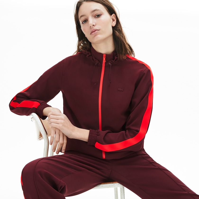 Moletons Lacoste Feminino Vermelhas Escuro Vermelhas Hooded Zip-Up NJ3-38213N1