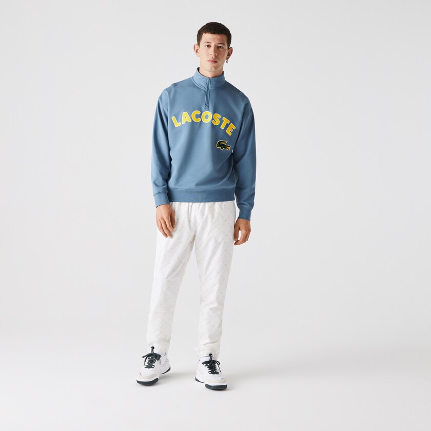 Moletons Lacoste Masculino Azuis LIVE Branded Cotton Fleece MU4-50855Y8