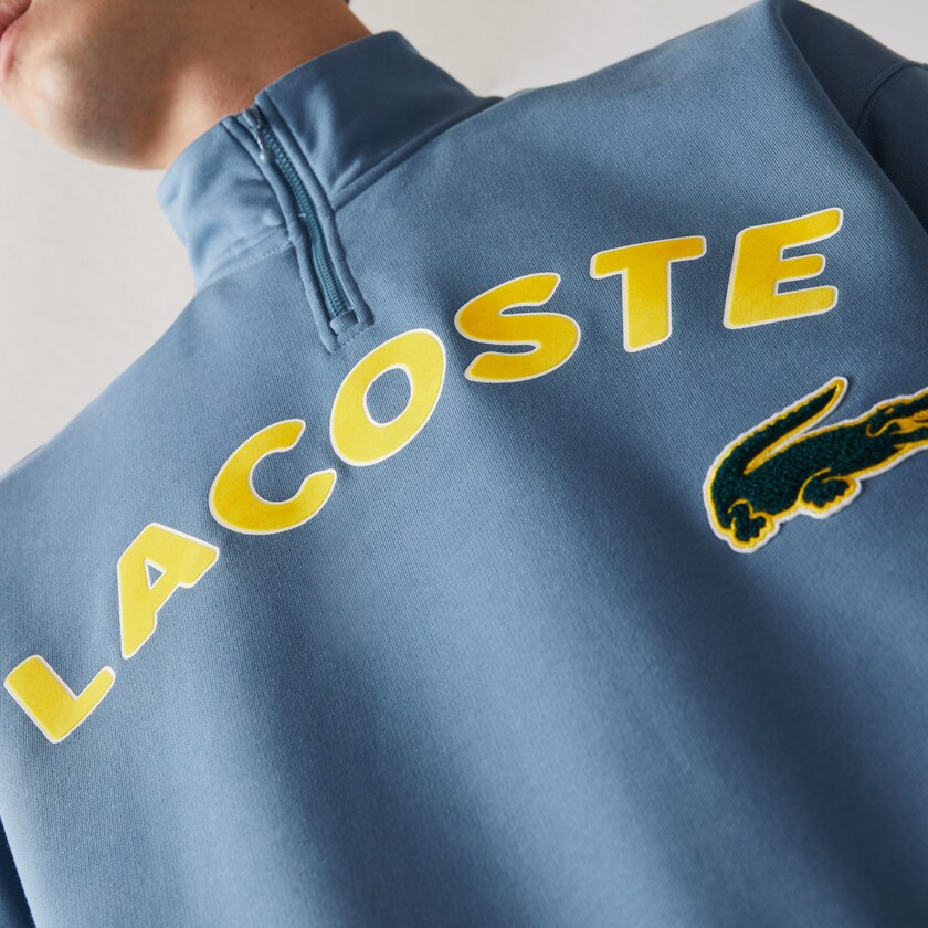 Moletons Lacoste Masculino Azuis LIVE Branded Cotton Fleece MU4-50855Y8