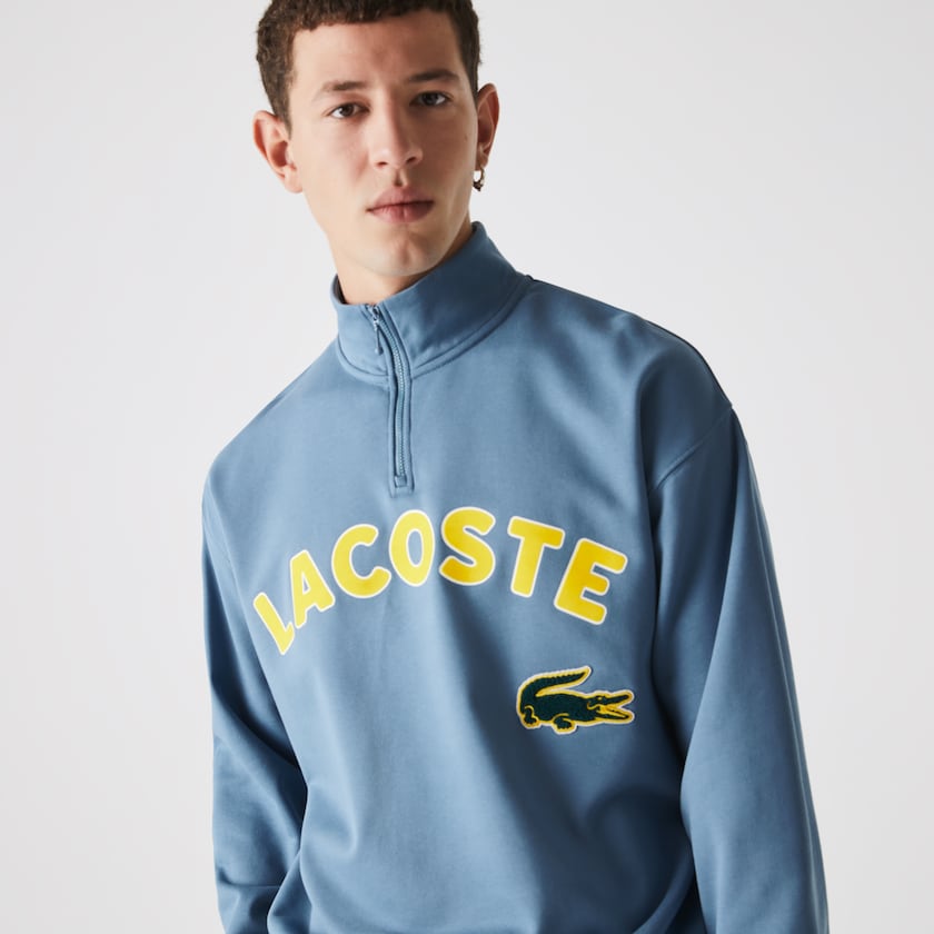 Moletons Lacoste Masculino Azuis LIVE Branded Cotton Fleece MU4-50855Y8