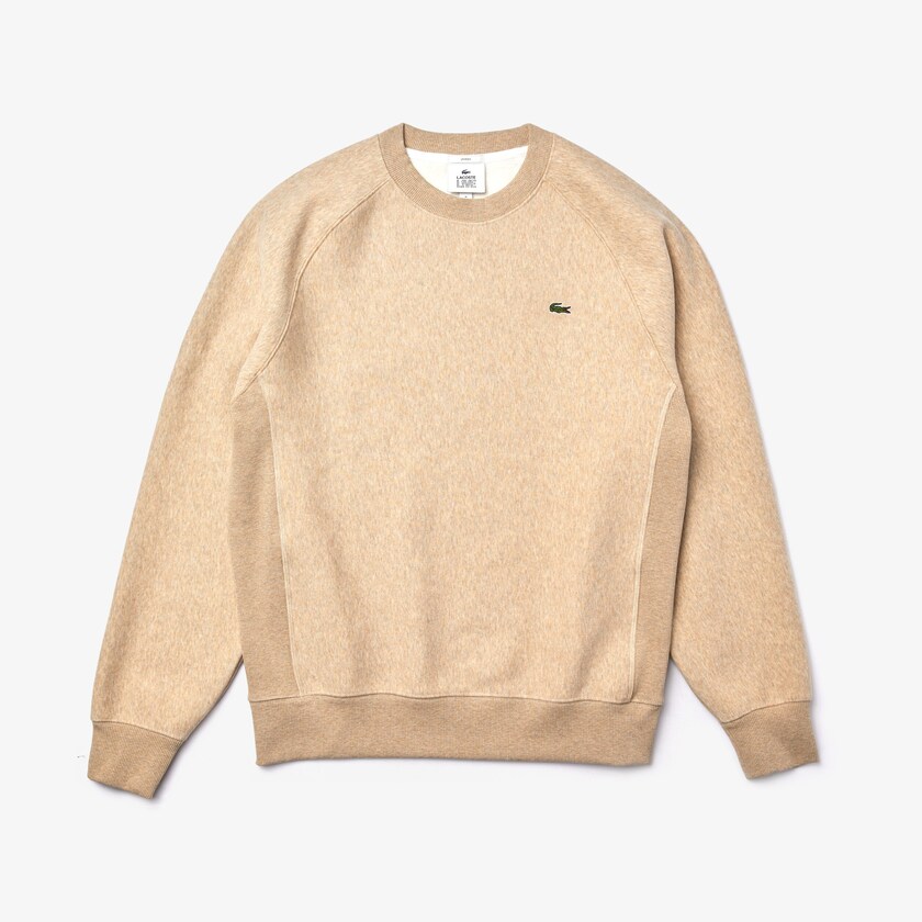 Moletons Lacoste Masculino Bege LIVE Branded Fleece NJ7-99029X4