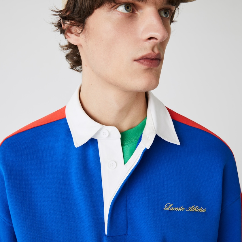 Moletons Lacoste Masculino Azuis Branco LIVE Colorblock Fleece Polo ET4-72977B8